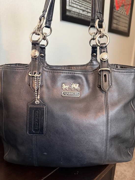 Coach Handbags - COACH Mia Women's Black Leather Tote Bag with Signature Hardware